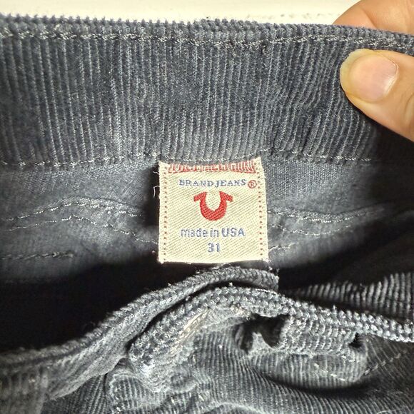 True Religion Womens Joey Big T Corduroy Flare Jeans Pants Size 31 Black Y2K - Picture 2 of 9
